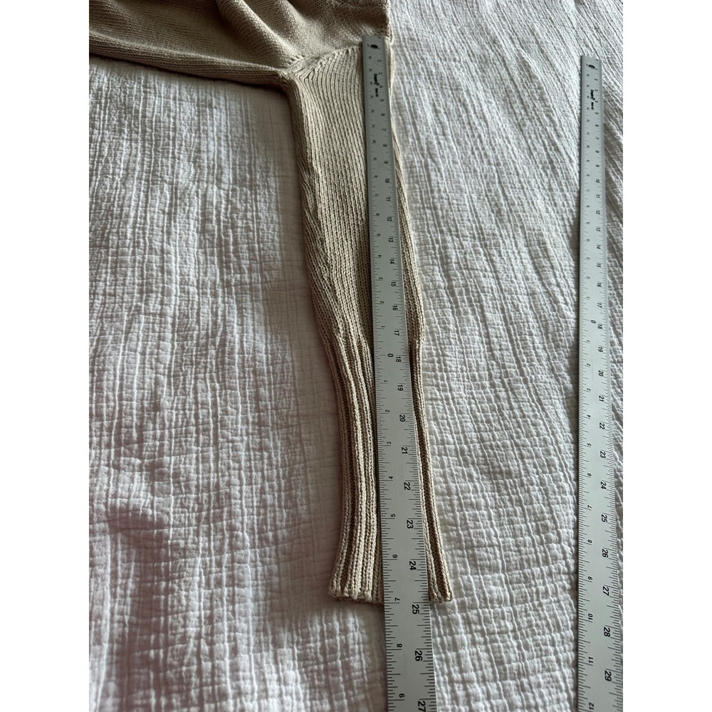 Brochu Walker Cotton Linen Ribbed Crewneck Sweater Back Seam Beige XS - Picture 5 of 7